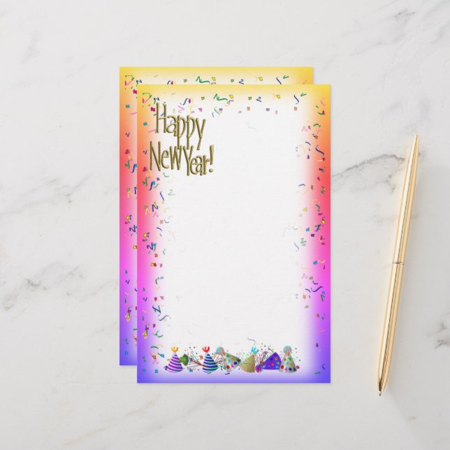 Papeterie HAPPY NEW YEAR New Year's Stationery (Devant/Arrière en situation)