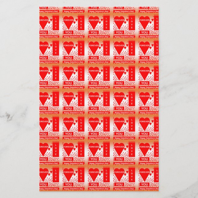 Papeterie Happy Valentine's Day Text Forever Love Hearts Red (Devant)