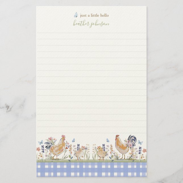 Papeterie Hearthlight Notes Printemps Doux Gingham de Prairi (Devant)