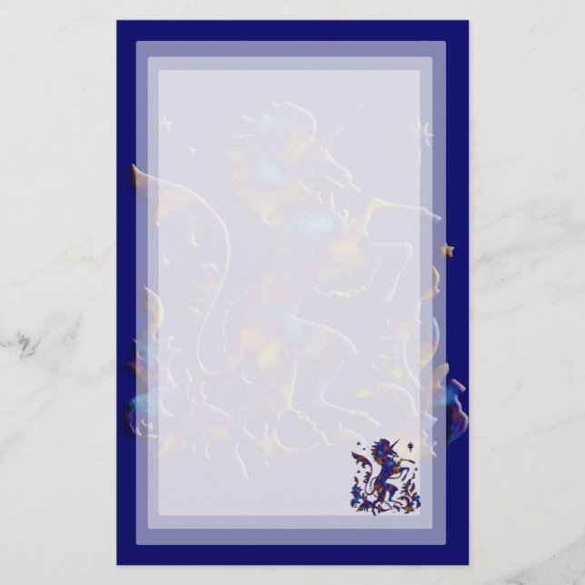 Papeterie Héraut de licorne : Bleu et or (Devant)
