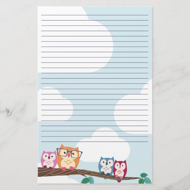Papeterie Hibou mignon en verre de hippie (Devant)