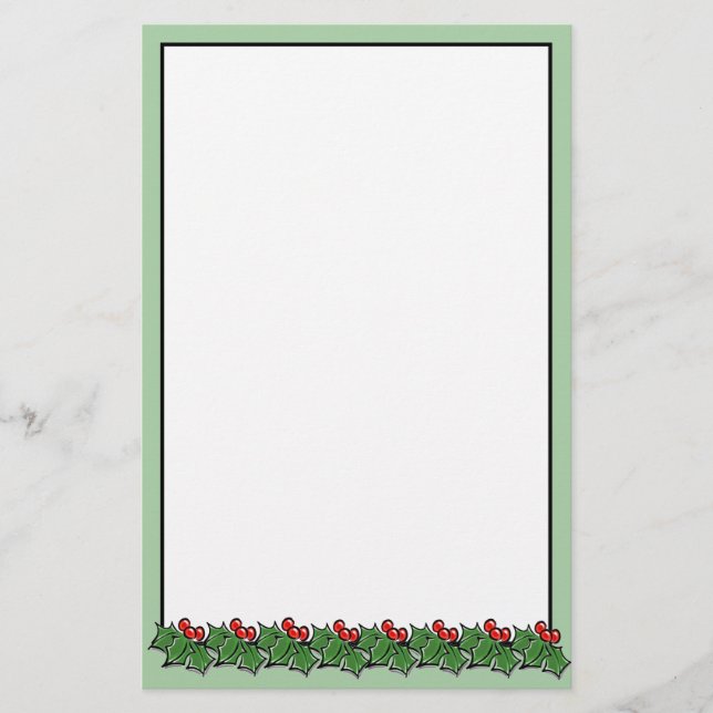Papeterie Holly Feuilles | baies rouges | cadeau de vacances (Devant)