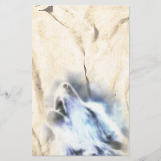 Papeterie Howling Wolf Native American Stationery (Devant)