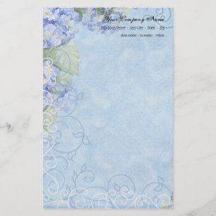 Papeterie Hydrangées bleues, papillon & torse Floral moderne