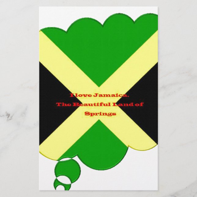 Papeterie I Love Jamaica Text on Flag Art Print (Devant)