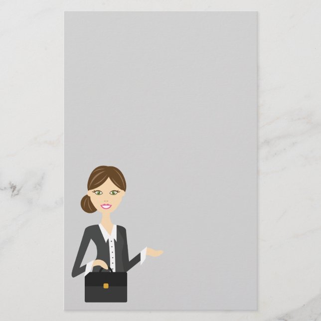 Papeterie Illustration de femme d'affaires mignonne Brunette (Devant)