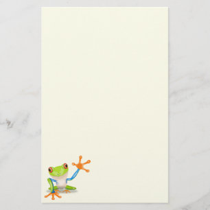 Papeterie Illustration de grenouille à yeux rouges agitant