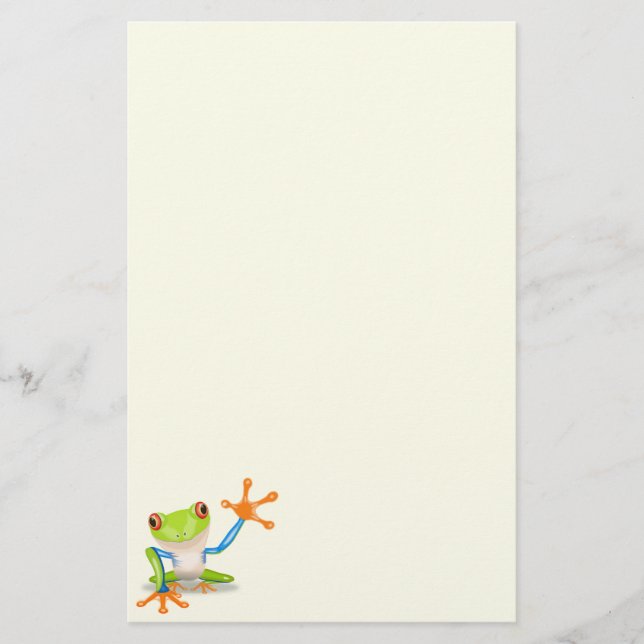 Papeterie Illustration de grenouille à yeux rouges agitant (Devant)