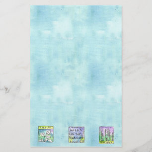 Papeterie Illustration Jardin d'Herbe de Persil Aquarelle bl