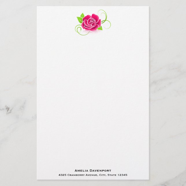 Papeterie Illustration rose (Devant)