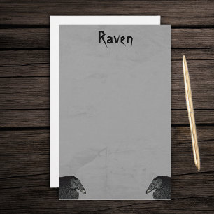Papeterie Illustrations de corbeau noir de type gothique sur