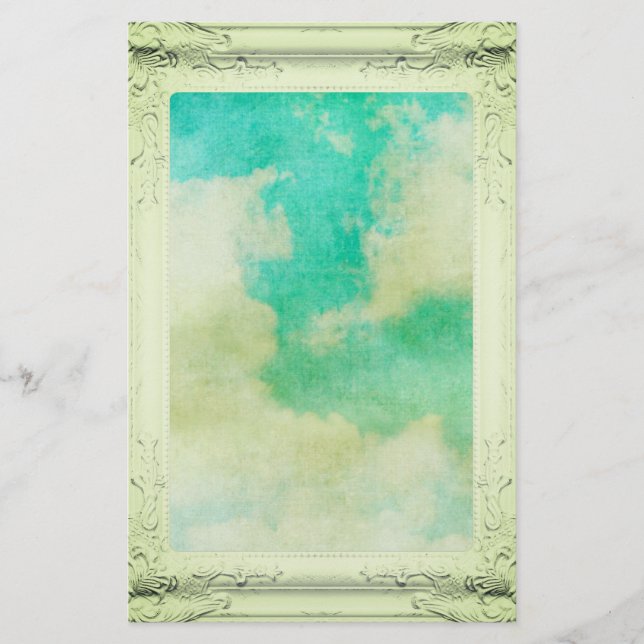 Papeterie Image victorienne ciel nuage peinture turquoise cr (Devant)