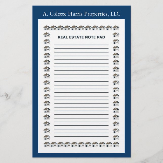 Papeterie Immobilier Note Pad - Conception 1 (Devant)