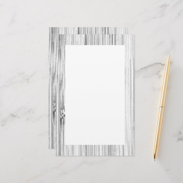 Papeterie imprimé en bambou gris cool (Devant/Arrière en situation)