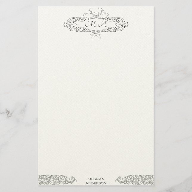 Papeterie Initiales personnalisées décorées d'un monogramme (Devant)