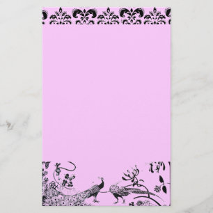 Papeterie INSÉPARABLES mariages noir et rose damask