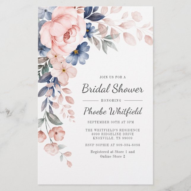 Papeterie Invitation à la douche nuptiale rose (Devant)