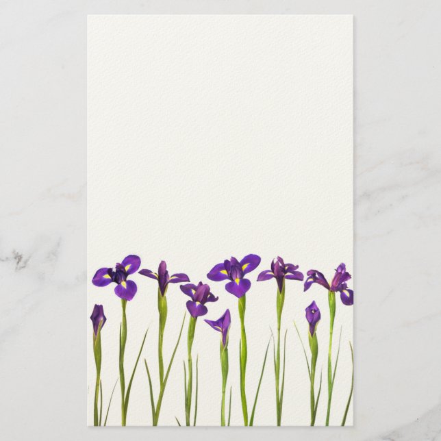 Papeterie Iris pourpres - modèle customisé par fleur d'iris (Devant)