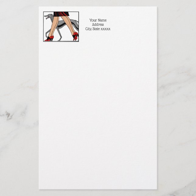 Papeterie Jambes Art déco femmes Greyhound Whippet Chien R (Devant)