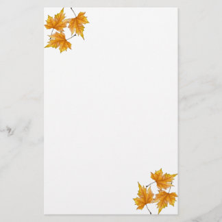 Papeterie Jaune et feuille d'érable d'or
