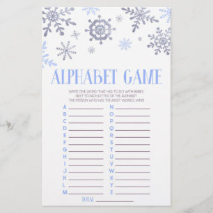 Papeterie Jeu de Baby shower Alphabet Blue Snowflake