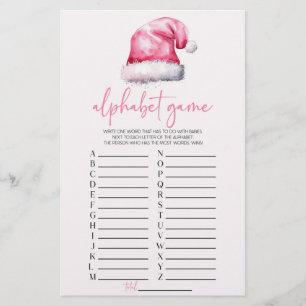 Papeterie Jeu de Baby shower Alphabet de Noël de Santa Hat