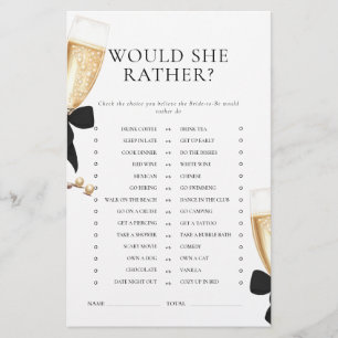 Papeterie Jeu de Baby Shower Black Bow Perles & Prosecco