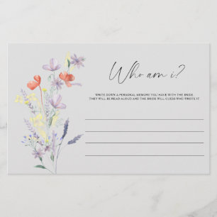 Papeterie Jeu de baby shower de mariage Boho Floral Qui suis