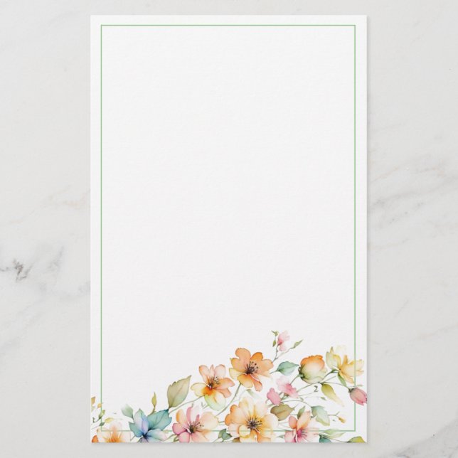 Papeterie Joli Boho Orange rose Aquarelle Fleurs sauvages (Devant)