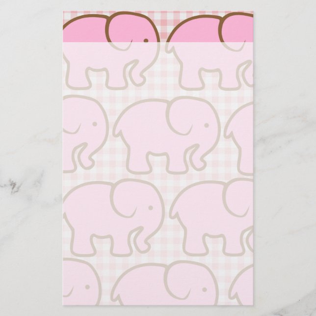Papeterie Joli éléphants roses sur Motif rose (Devant)
