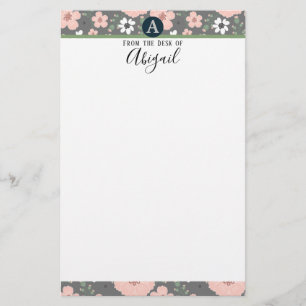 Papeterie Joli Monogramme Floral Rose Fancy Script