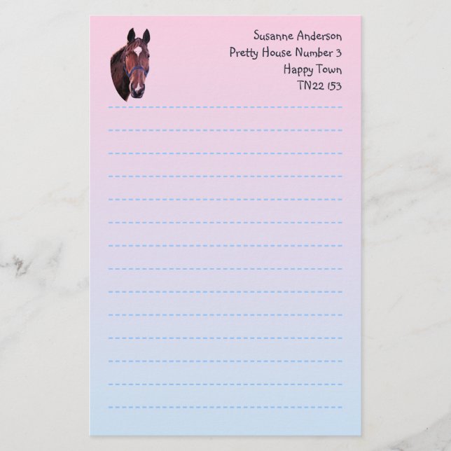 Papeterie Joli papier à lettres de cheval (Devant)