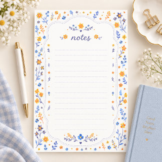 Papeterie Joli papier à lettres floral bleu orange