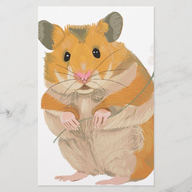 Papeterie Joli petit Hamster tenant une fleur (Devant)