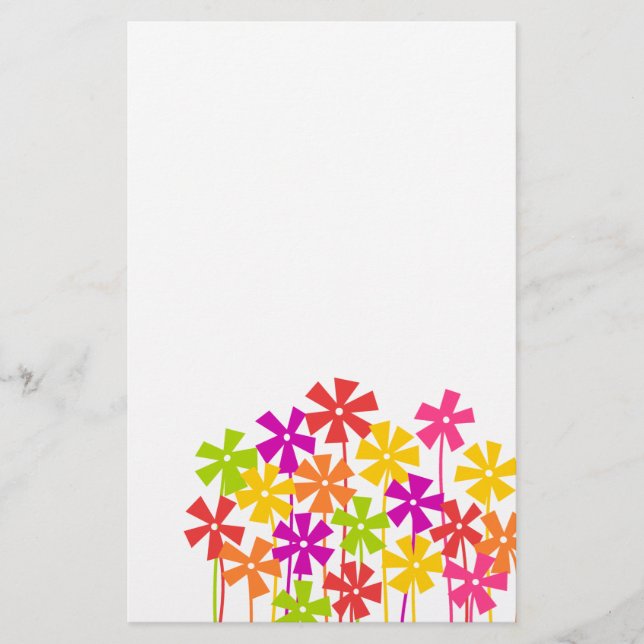 Papeterie Joli rose jaune orangé simple fleurs dessin (Devant)