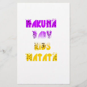 Papeterie Joli violet et jaune Hakuna Matata bébé enfants G