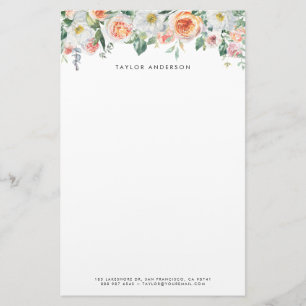 Papeterie Jolie aquarelle Jardin Rose Garland Custom
