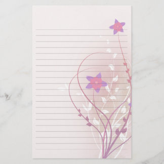 Papeterie jolie fleur rose douce papier élégant ligné