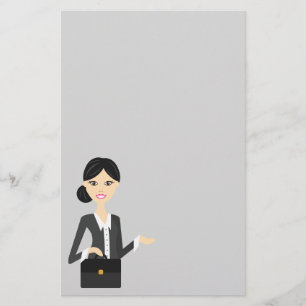 Papeterie Jolie Illustration De Femme D'Affaires Avec Cheveu