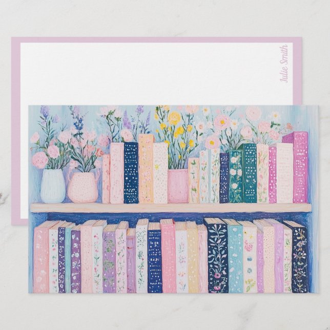 Papeterie Jolies fleurs et livres (Devant / Derrière)