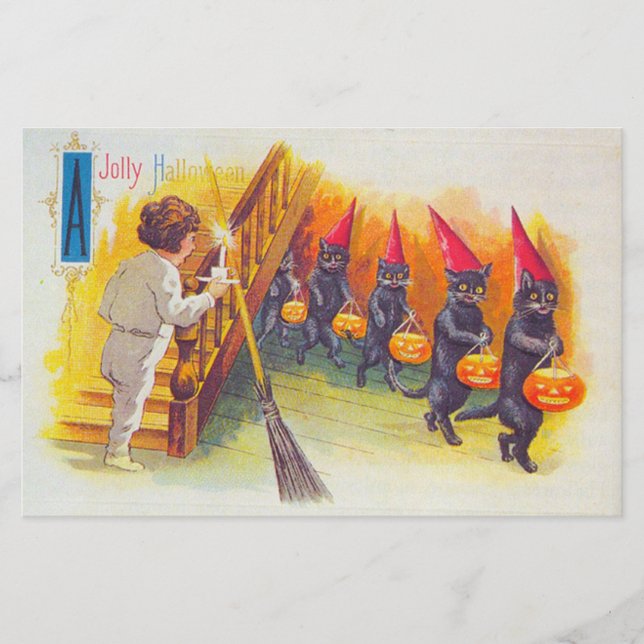 Papeterie Jolly Halloween (Chats noirs) (Devant)