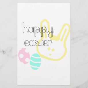 Papeterie joyeuses pâques oeufs pastel lapin