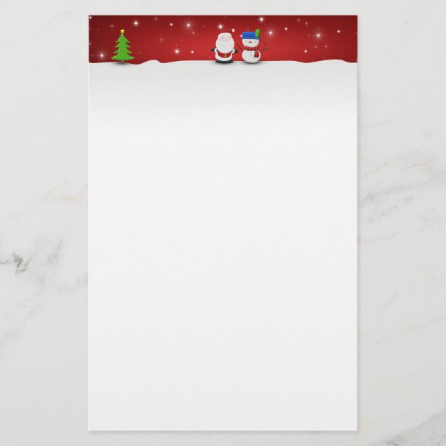 Papeterie Joyeux Noël Snowman et Père Noël (Devant)