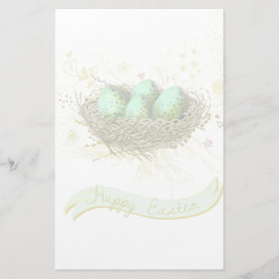 Papeterie Joyeux Pâques ! - Nid d'oiseaux avec des oeufs co