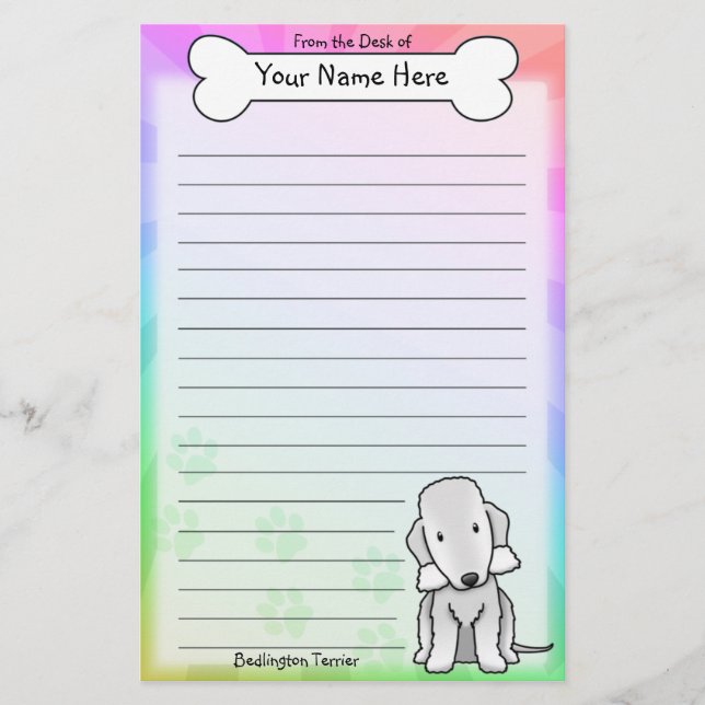 Papeterie Kawaii Bedlington Terrier (Devant)