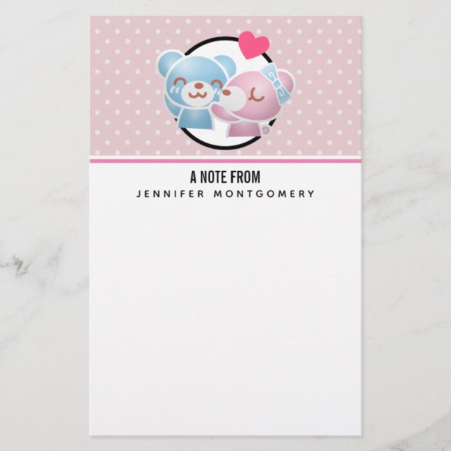 Papeterie Kissing Bears mignon et Kawaii (Devant)
