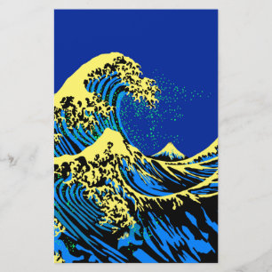 Papeterie La grande vague Hokusai dans un décor de style pop