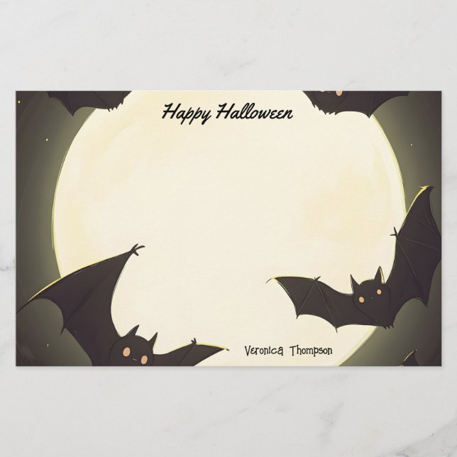 Papeterie La Lune et les chauves-souris heureux Halloween (Devant)