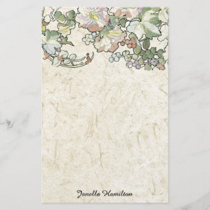 Papeterie La rose trémière de Nouveau Mucha d'art fleurit la