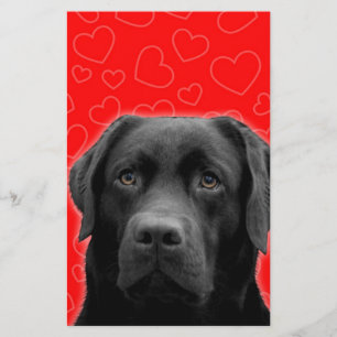 Papeterie Labrador noir avec Coeurs rouges